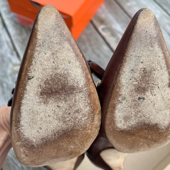 Manolo Blahnik Colorblock Leather Pumps in Black and Cognac Brown 37.5 - Picture 9 of 15